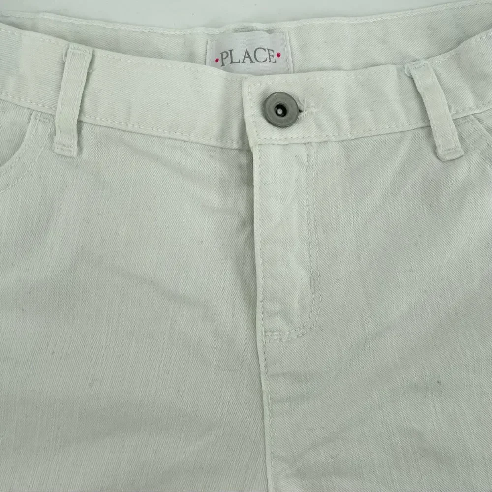The Children’s Place Girl’s White Rolled Cuff Denim Shorts Size 14